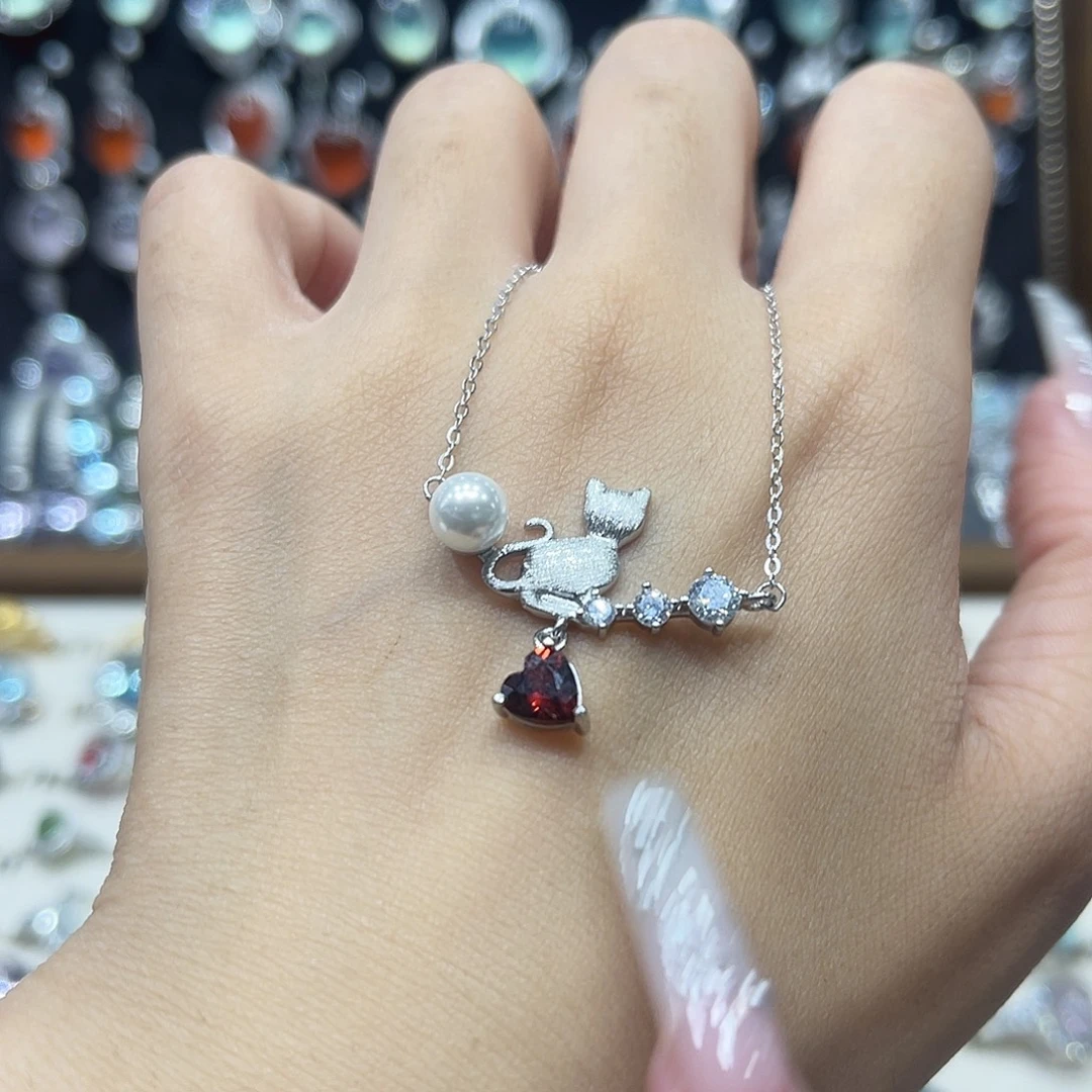 银S925镶嵌岫玉吊坠