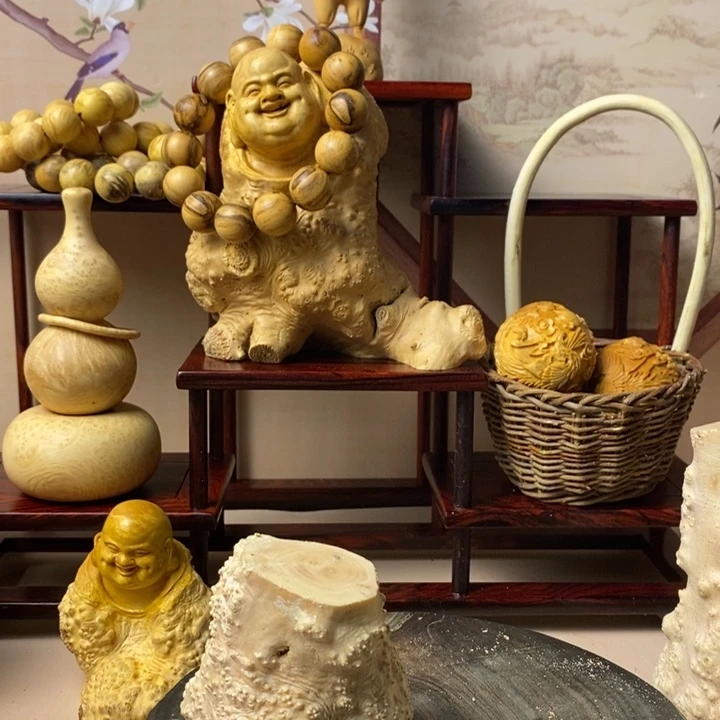 香榧木福*黄杨木手把件