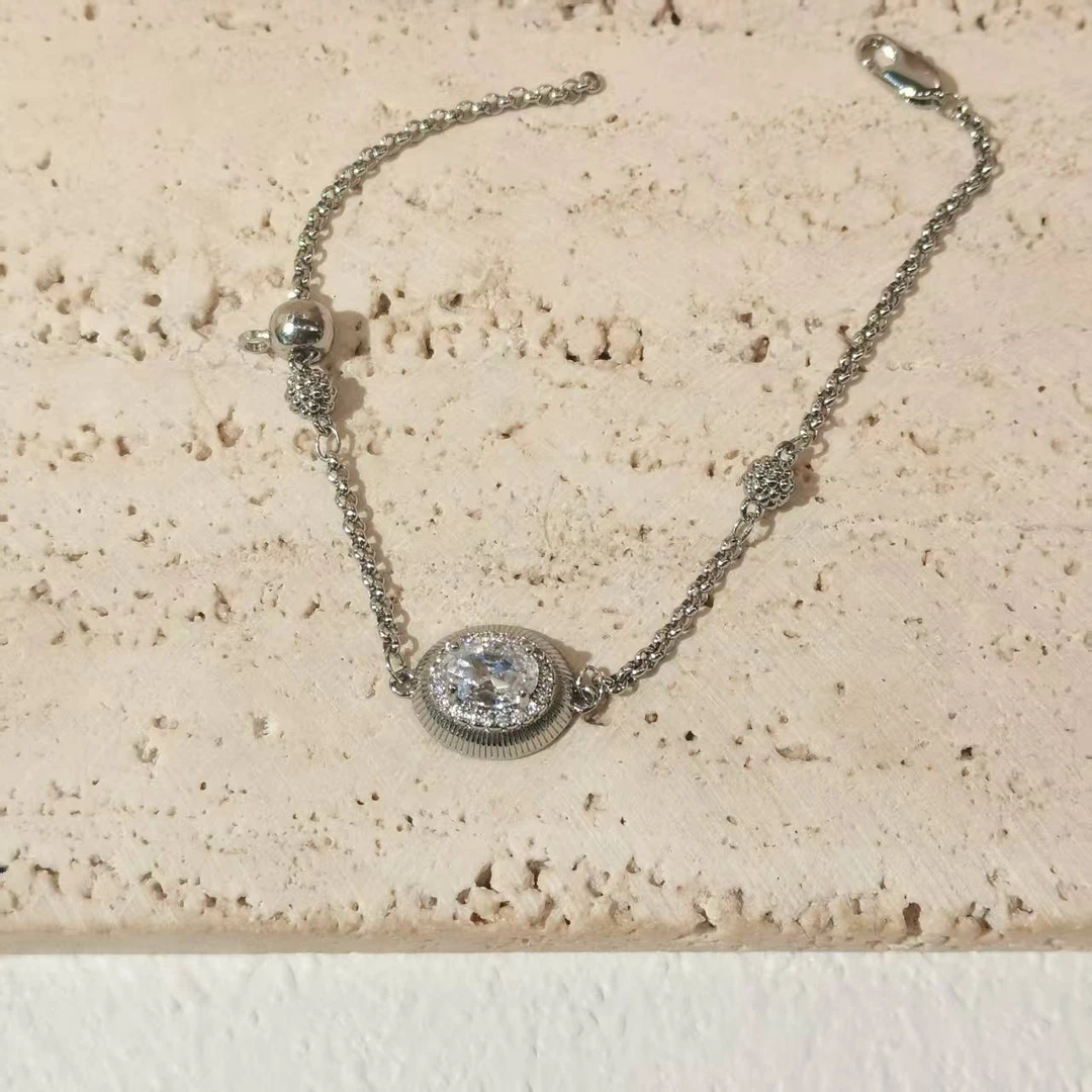 合金手链 甜可饰品 时尚百搭拉丝圆盘抽拉手链