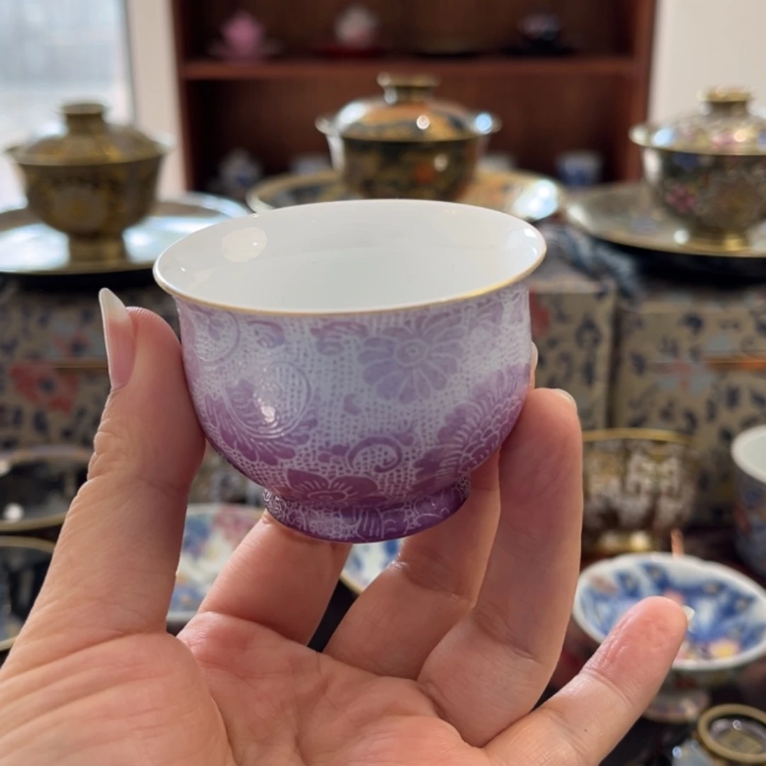 全手工全手绘耙花炉式杯