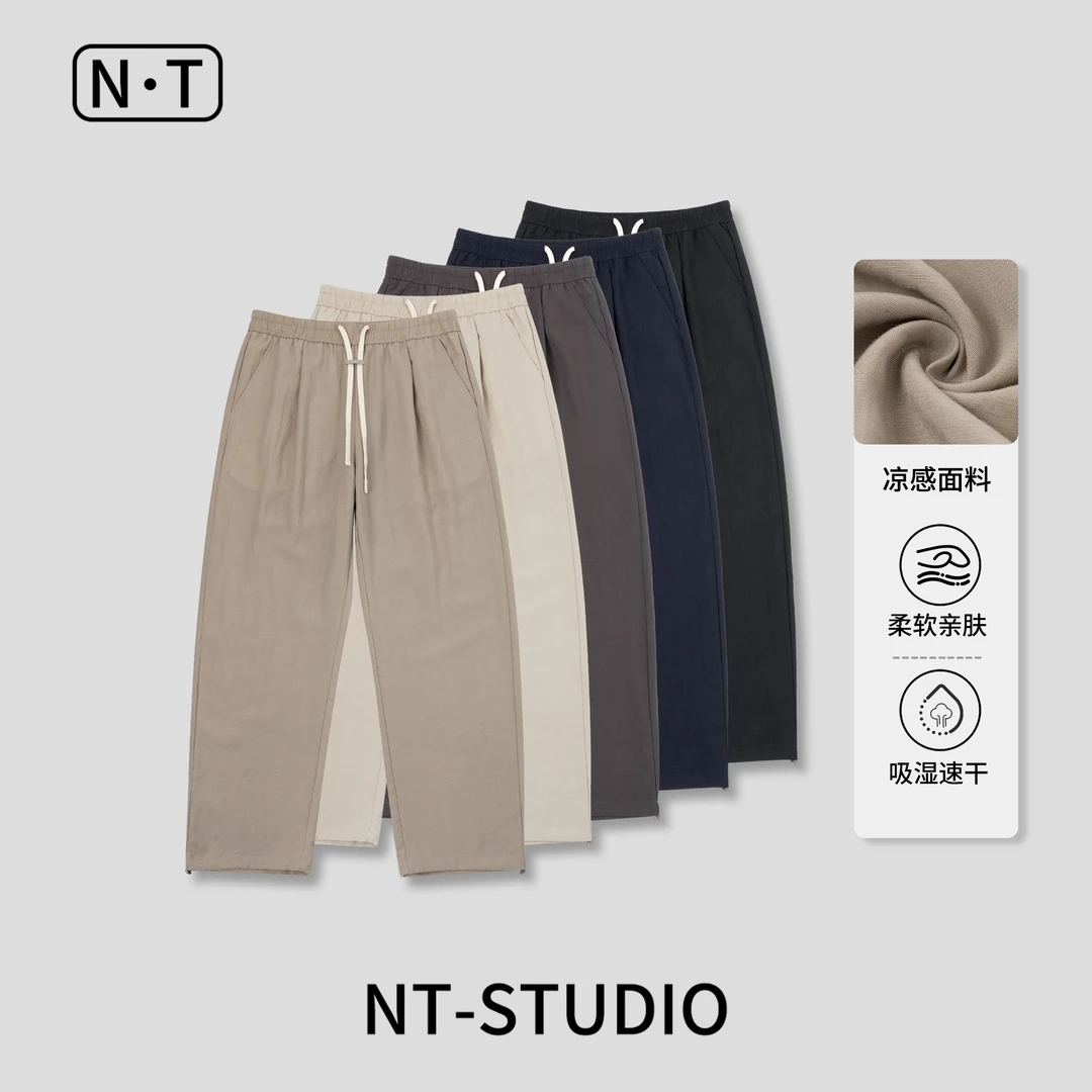 夏季超薄透气天丝亚麻裤立裁纯色百搭休闲裤90271