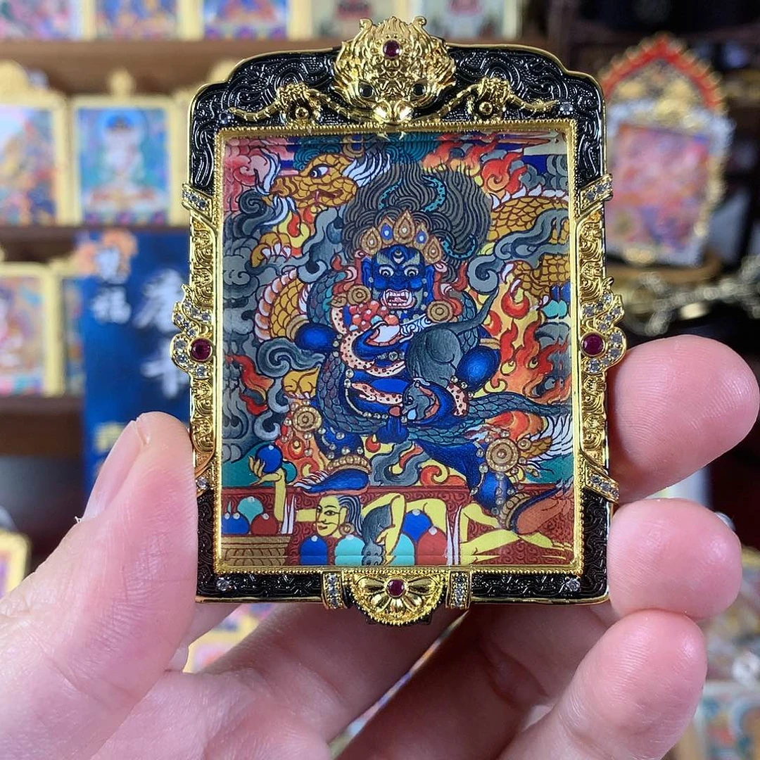 吊坠黑财神热贡纯手绘唐卡