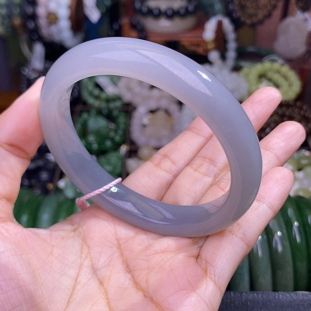 和田玉未镶嵌颈饰57.7 冰底浓烟紫脂膏级手镯清货价