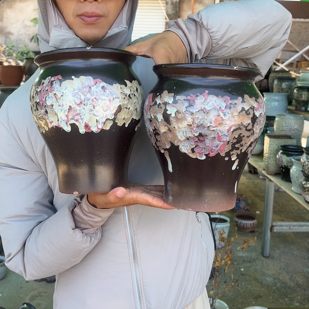 油画鱼尾两个口径18高度23