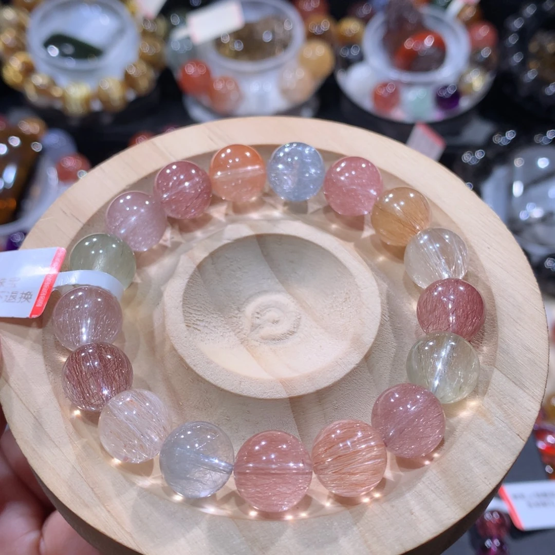 水晶未镶嵌手链彩兔毛11mm