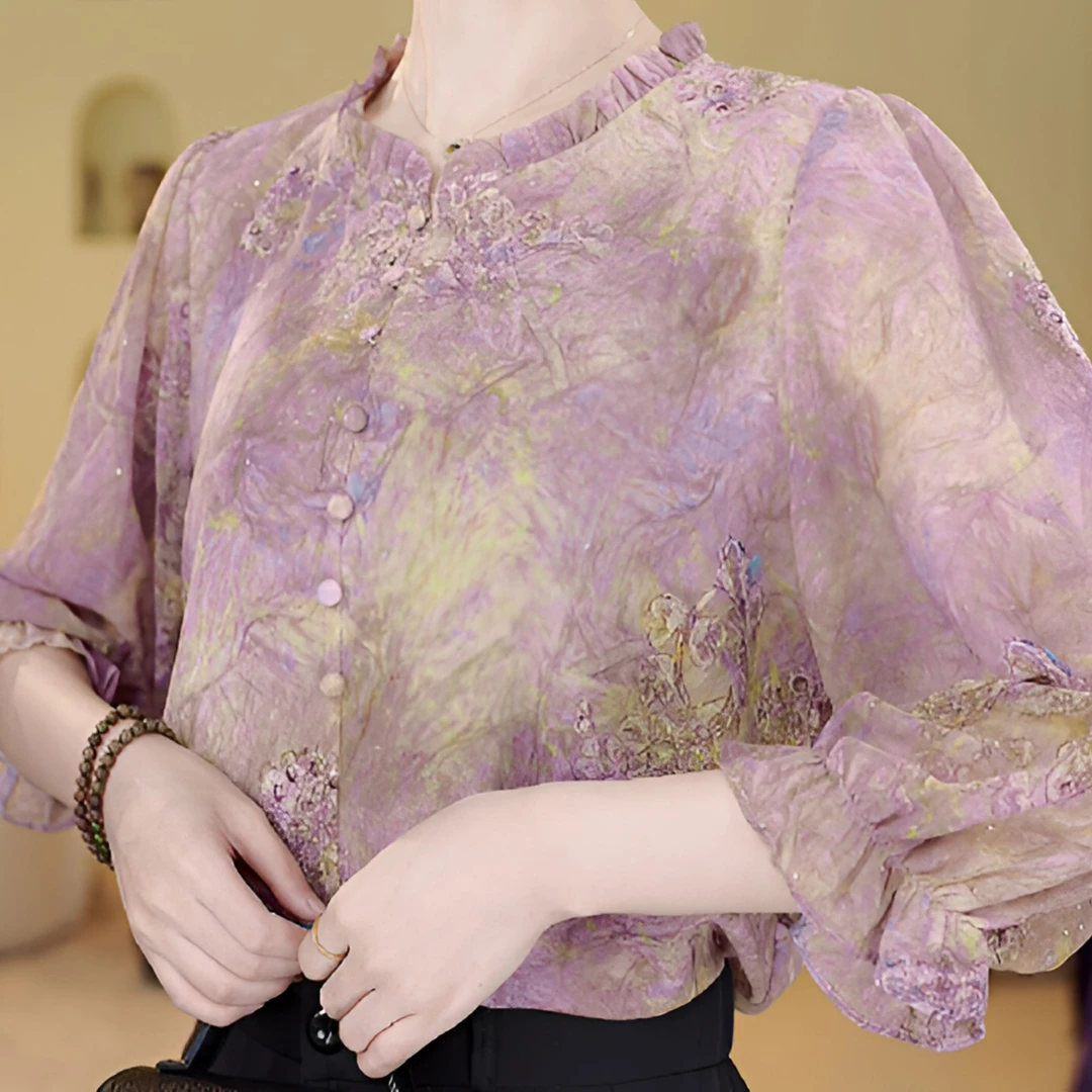 2025新款专柜贵妇人气质粉黛紫小衫ZF-S033