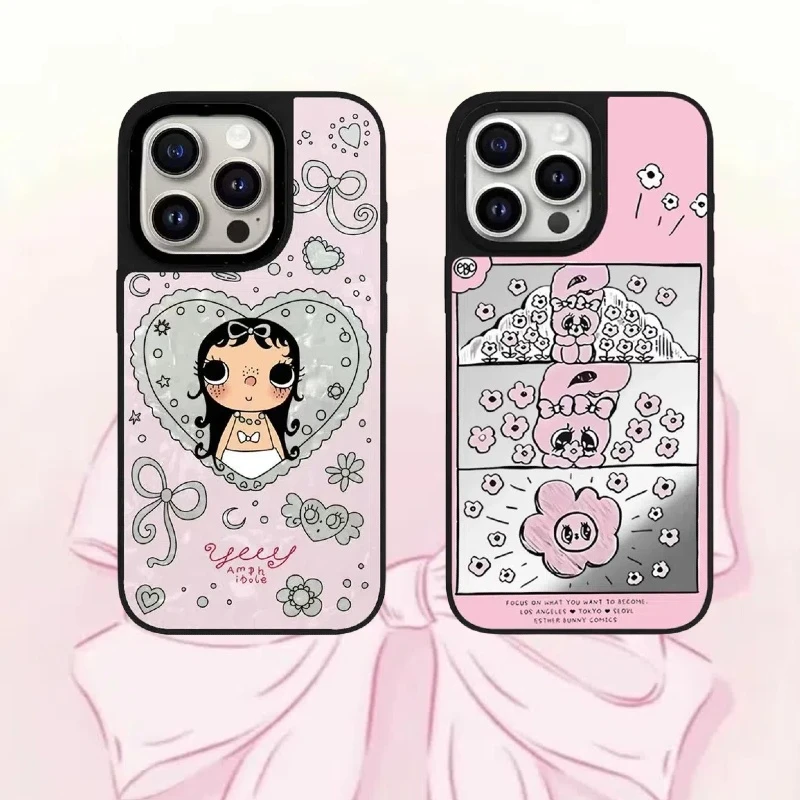 CASE赵露思同款粉兔镜面适用iPhone17Pro苹果15pm手机壳16个性13