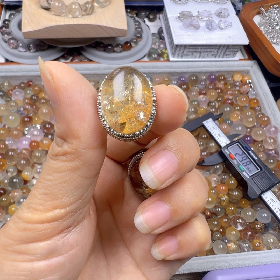等****烟晶银S800镀金镶嵌手链