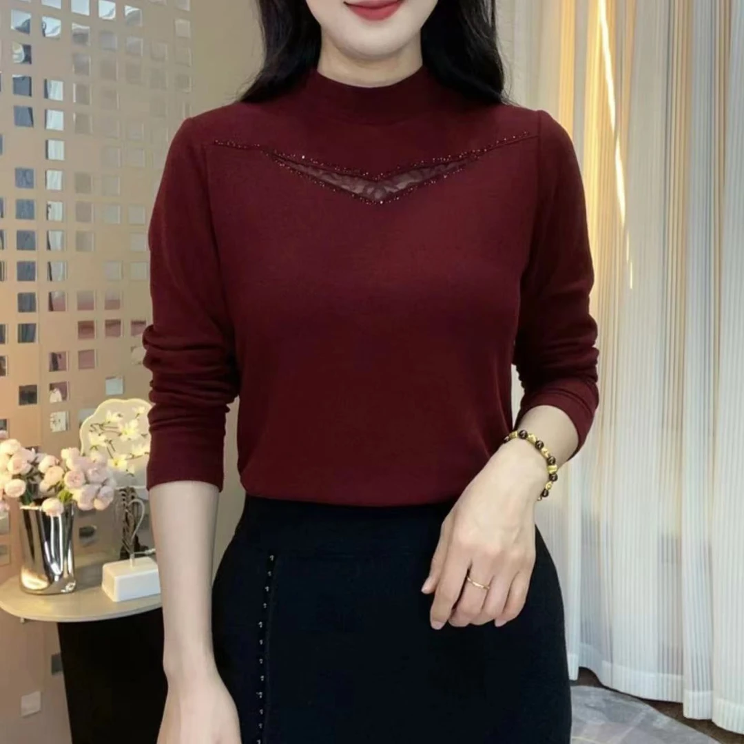 秋冬季立领拉链印花长袖小衫女双面绒内搭宽松显瘦百搭洋气上衣