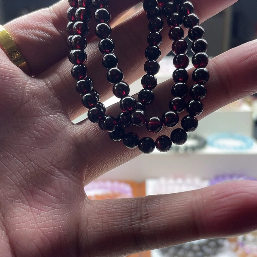 水晶未镶嵌手链石榴石多圈