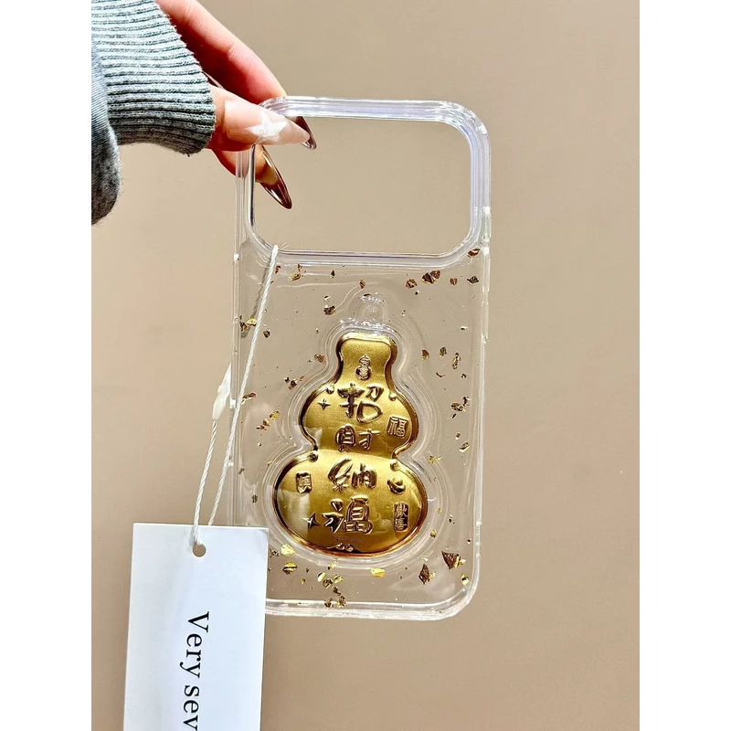 国风滴胶金箔招财纳福葫芦适用苹果17promax手机壳15iphone16