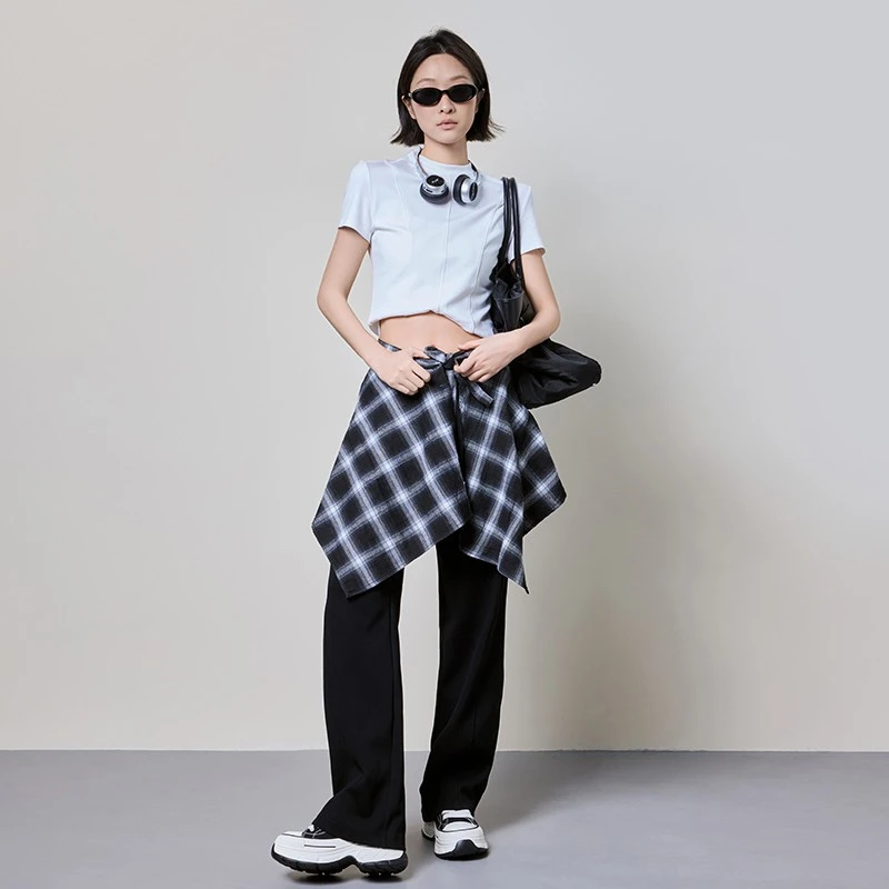 美洋MEIYANG 银片休闲裤【商城同款】百搭松紧宽松直筒长裤【小60】