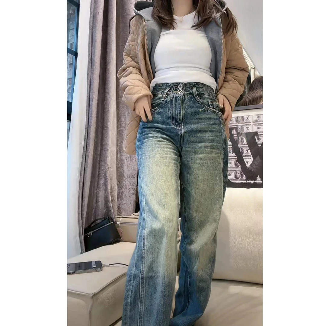 【81070】牛仔2023秋冬新款长裤休闲裤港风欧款高级MK苏哼哼潮