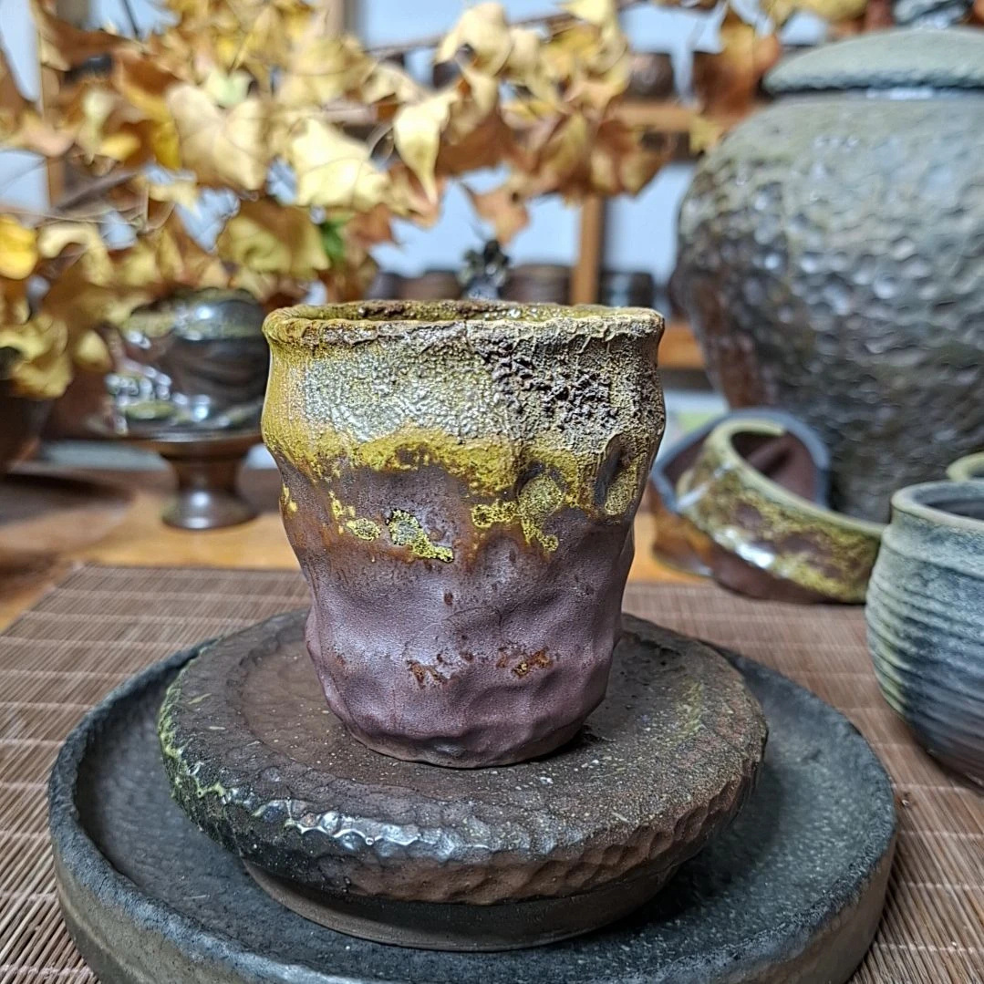 坭兴陶纯柴烧锤纹130C，微瑕