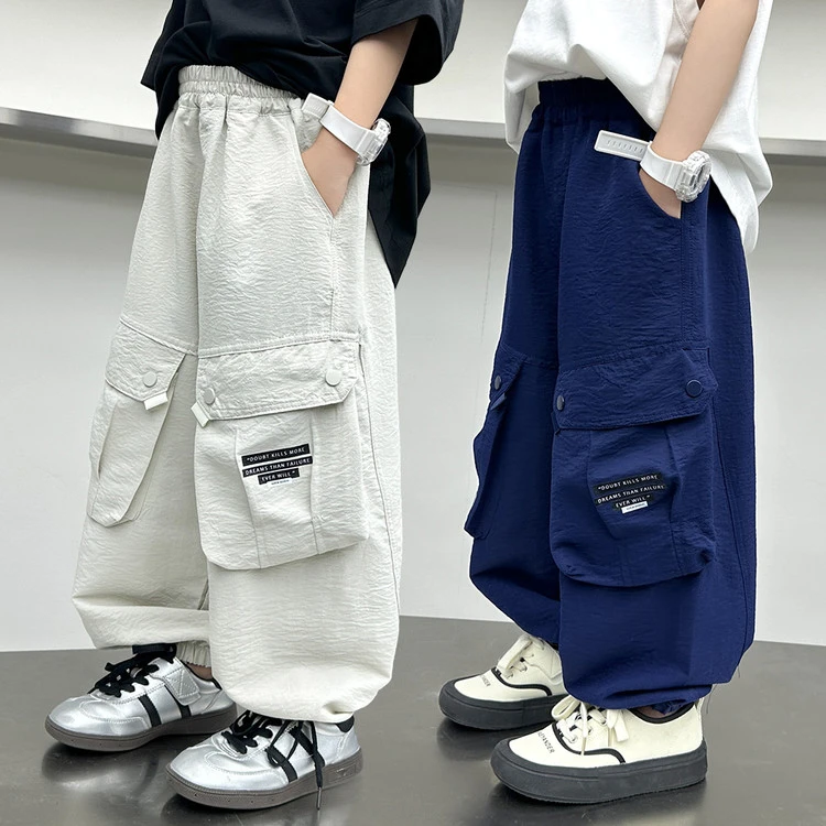 男童防蚊裤夏季薄款2025新款中大童夏装男孩速干工装儿童帅气裤子