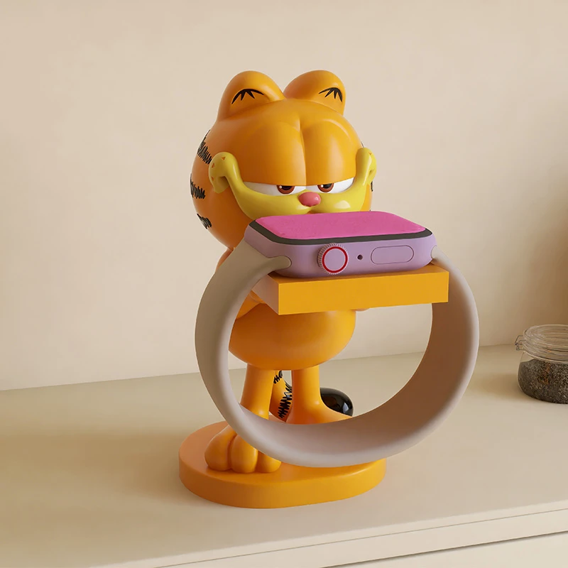 适用于苹果手表充电支架桌面装饰摆件加菲猫卡通小众智能手表支架