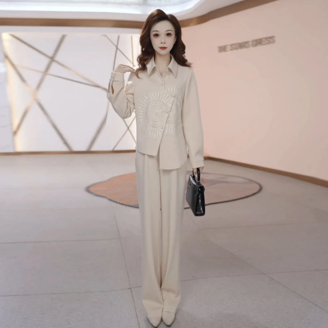 【两件套】春季时尚国风修身宽松洋气休闲收腰显瘦减龄女装套裤套装