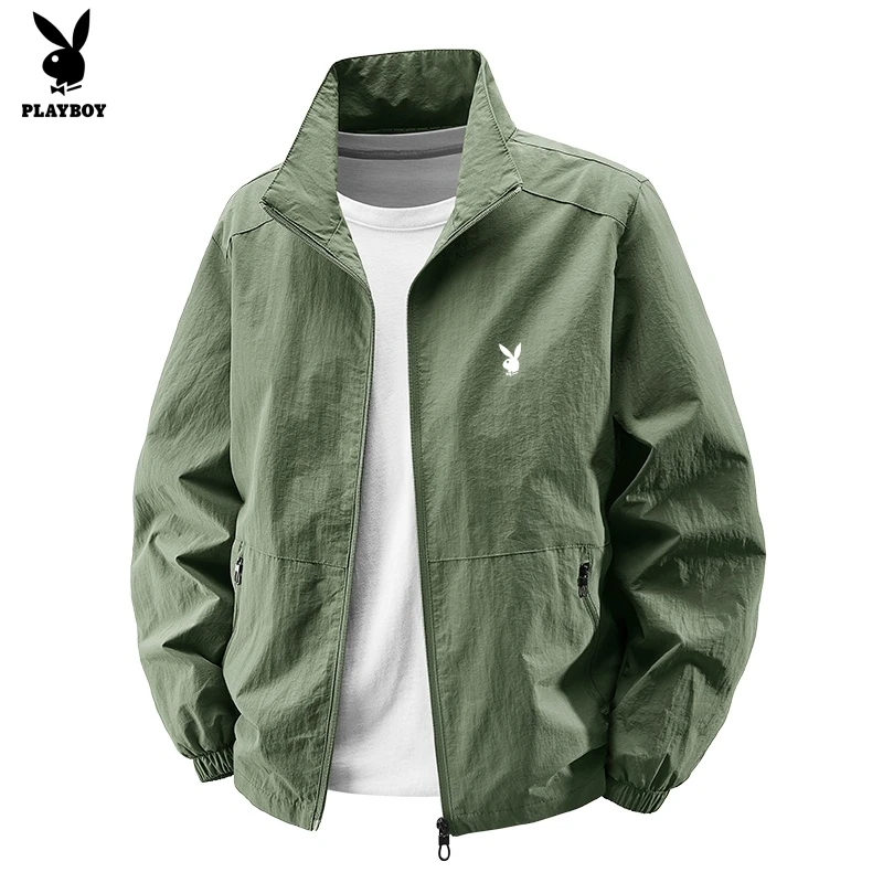 花花公子夹克男立领春秋季休闲户外宽松薄款防风男士外套茄克上衣