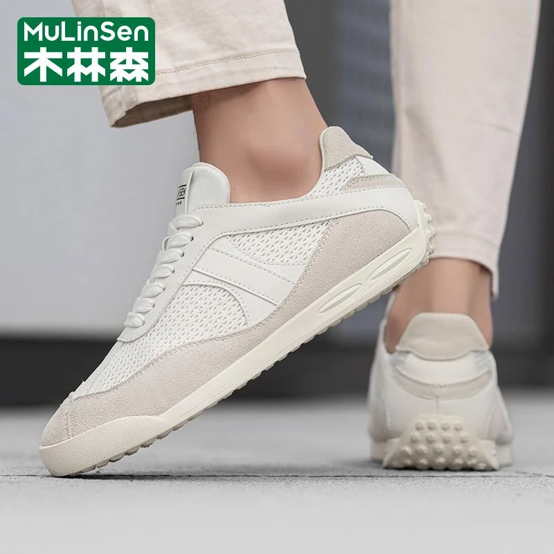 木林森夏季男鞋2025年新款潮牌运动休闲网面透气软底德训小白板鞋