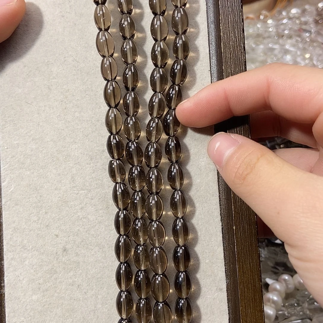 珠宝半成品紫晶银S925镶嵌净体茶晶桶珠