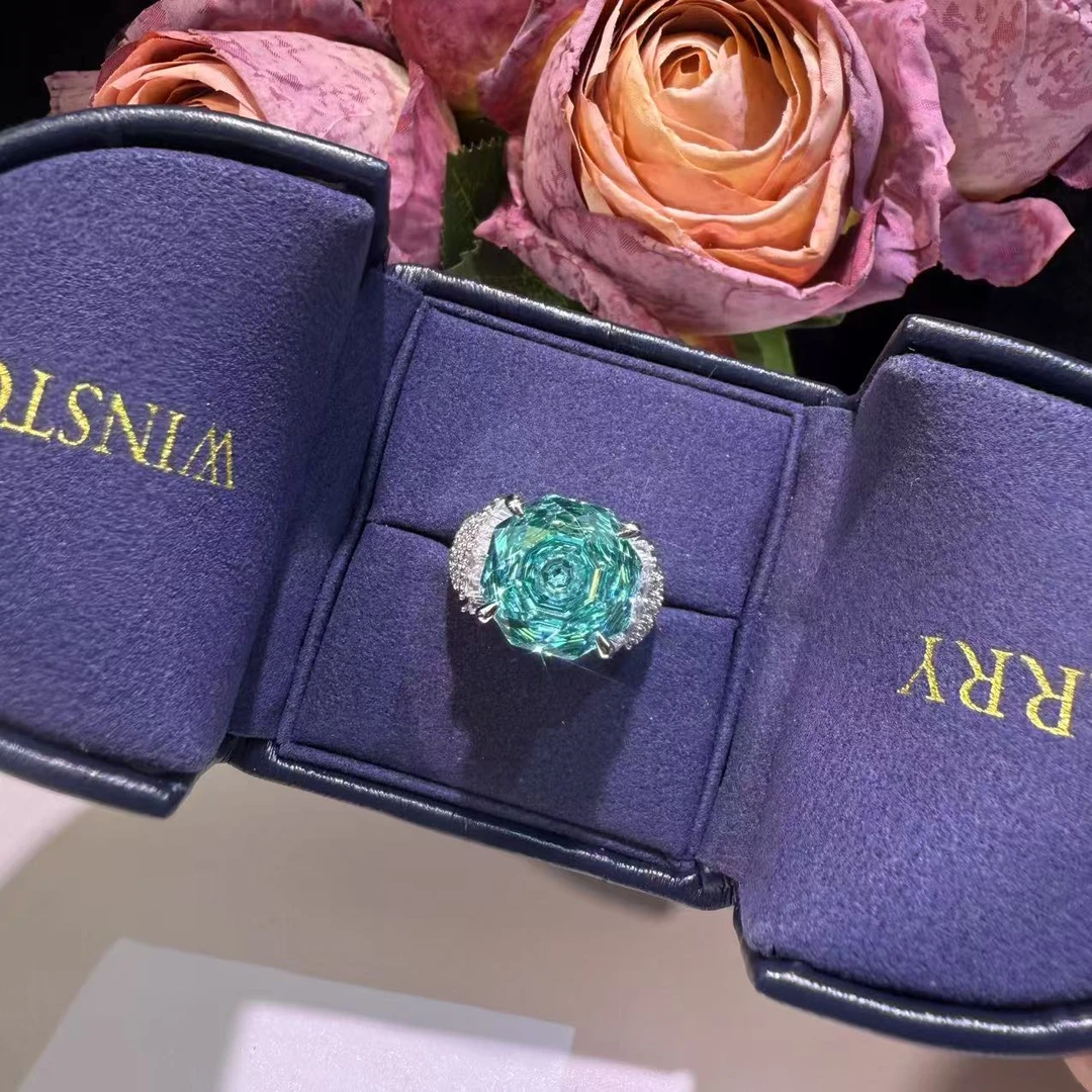 铜合金锆石戒指 ZS707绿-千禧切帕拉绿戒指时尚欧美