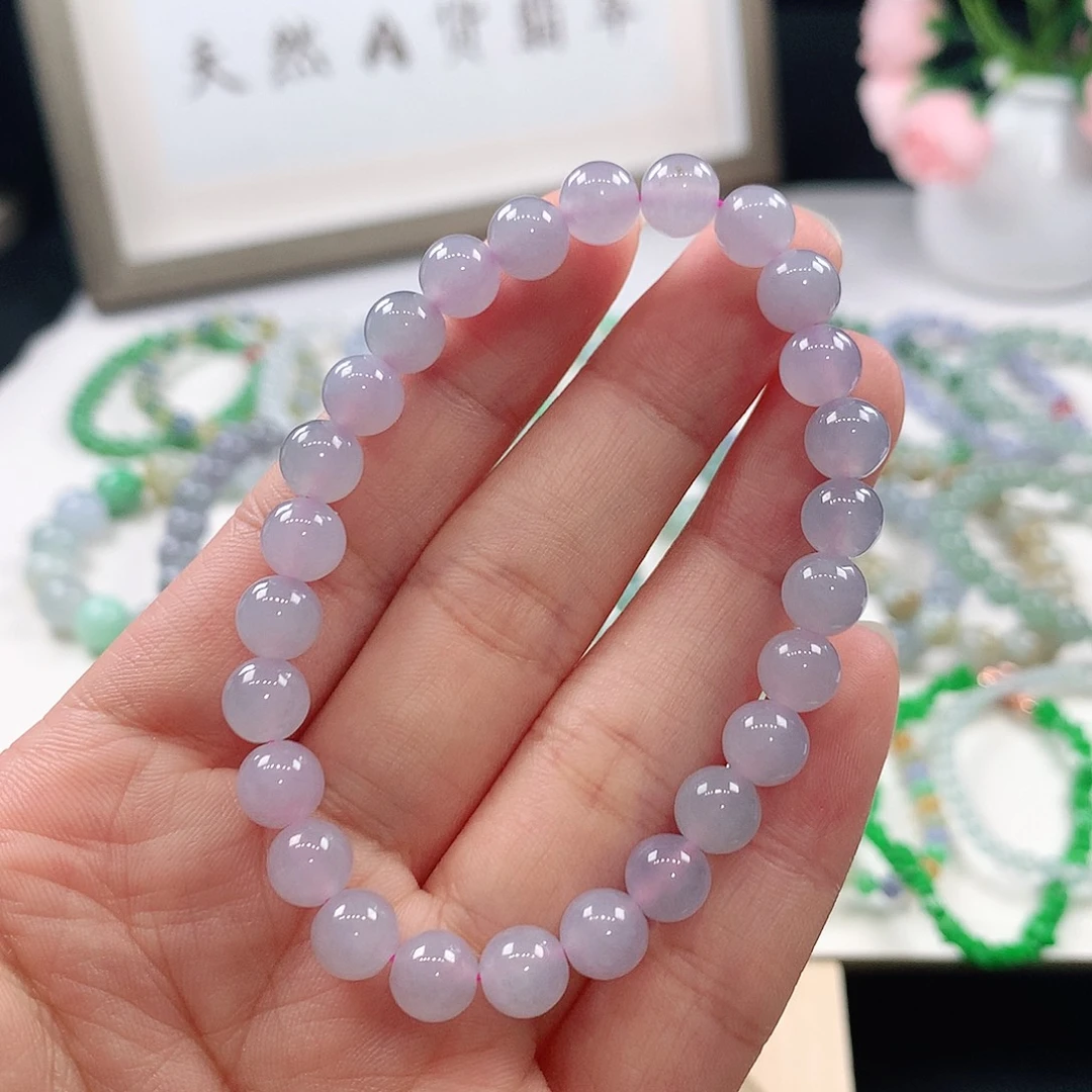 哈***米翡翠未镶嵌手链手链7mm