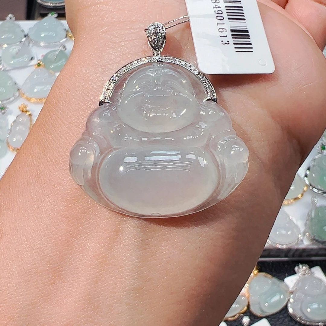 吊坠(不含链)18K金镶嵌翡翠佛公