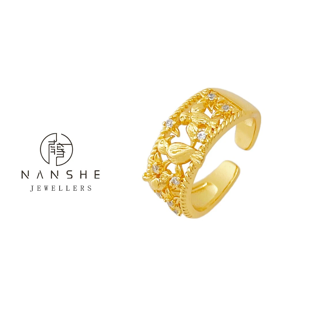 NANSHE/南奢 花丝镂空喜鹊古法高级感戒指