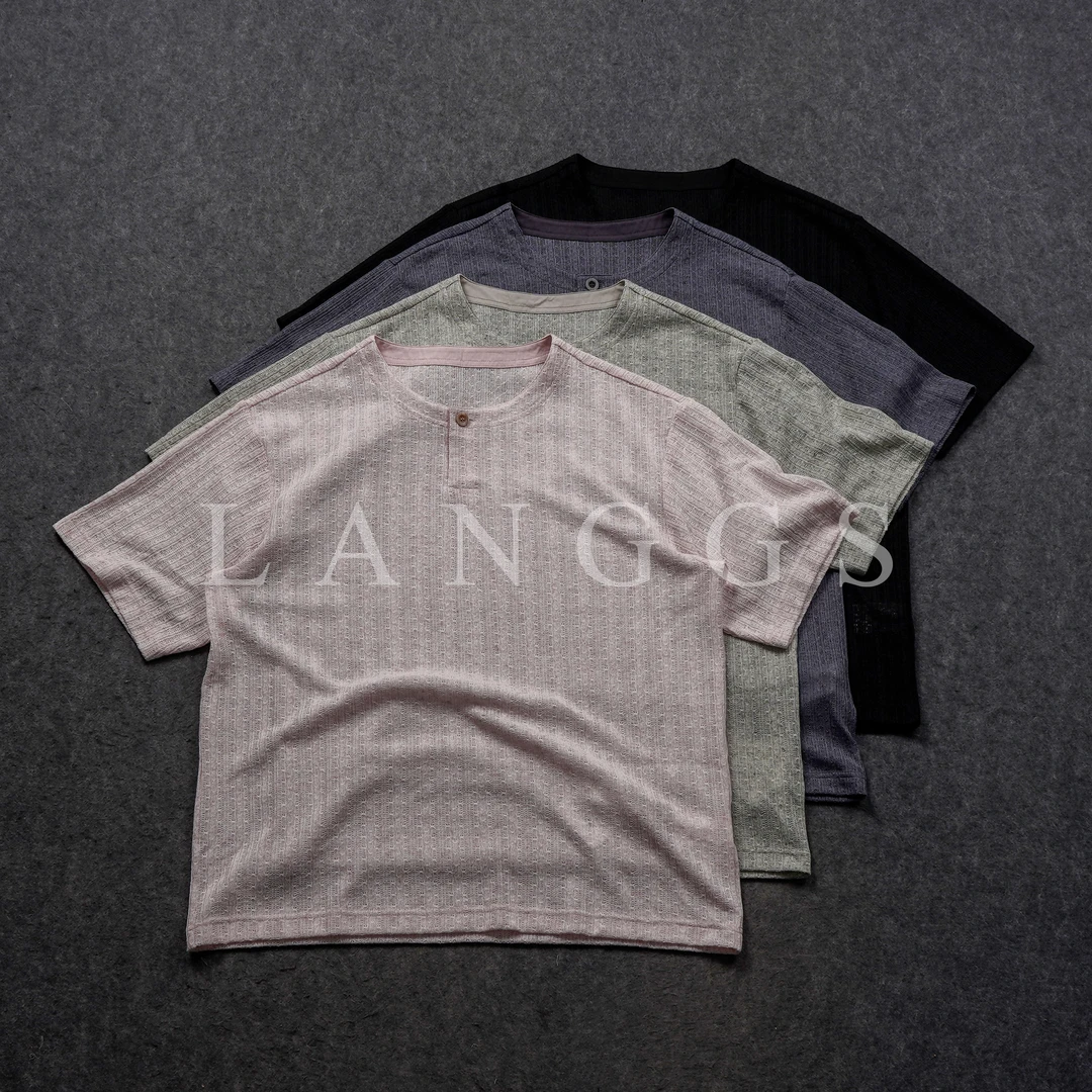 LANGGS&浪叔 “麻塾行云”25夏季高级肌理感透气排汗T恤-SS51174