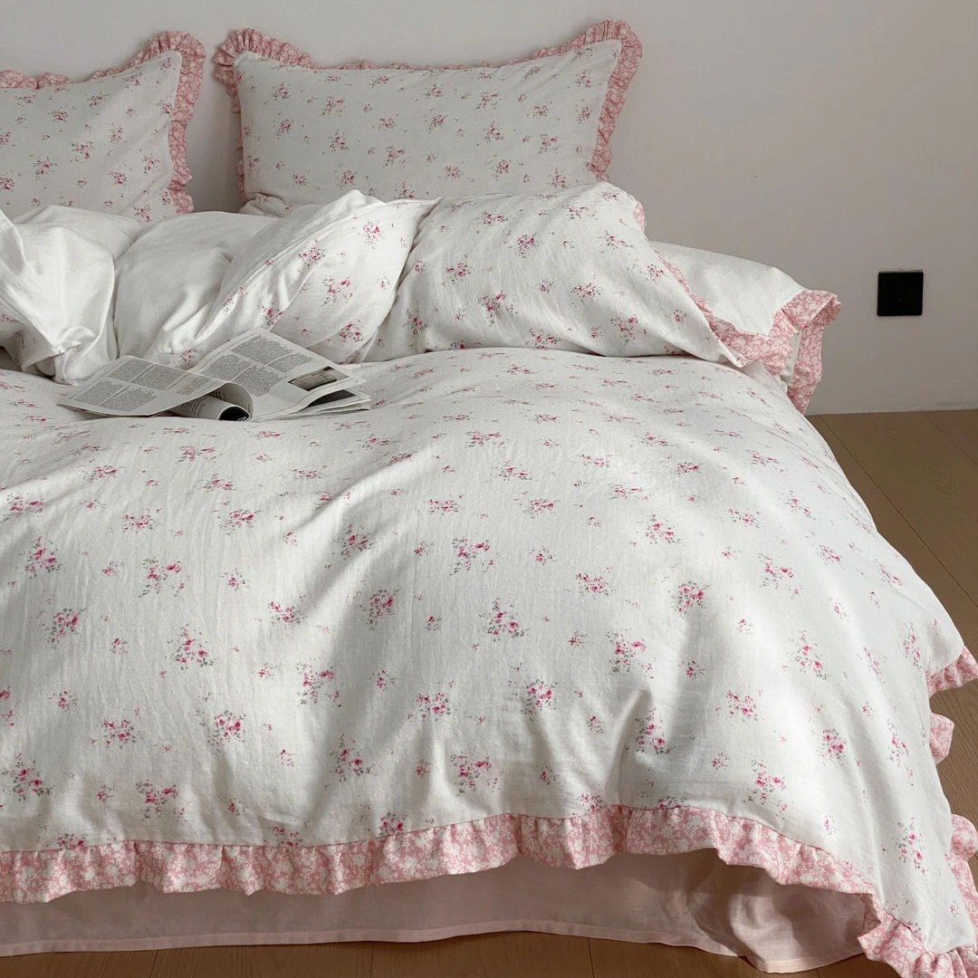 丽家平！富婆款 淑女风 巨软到爆！松式水洗四件套全棉双层纱床品