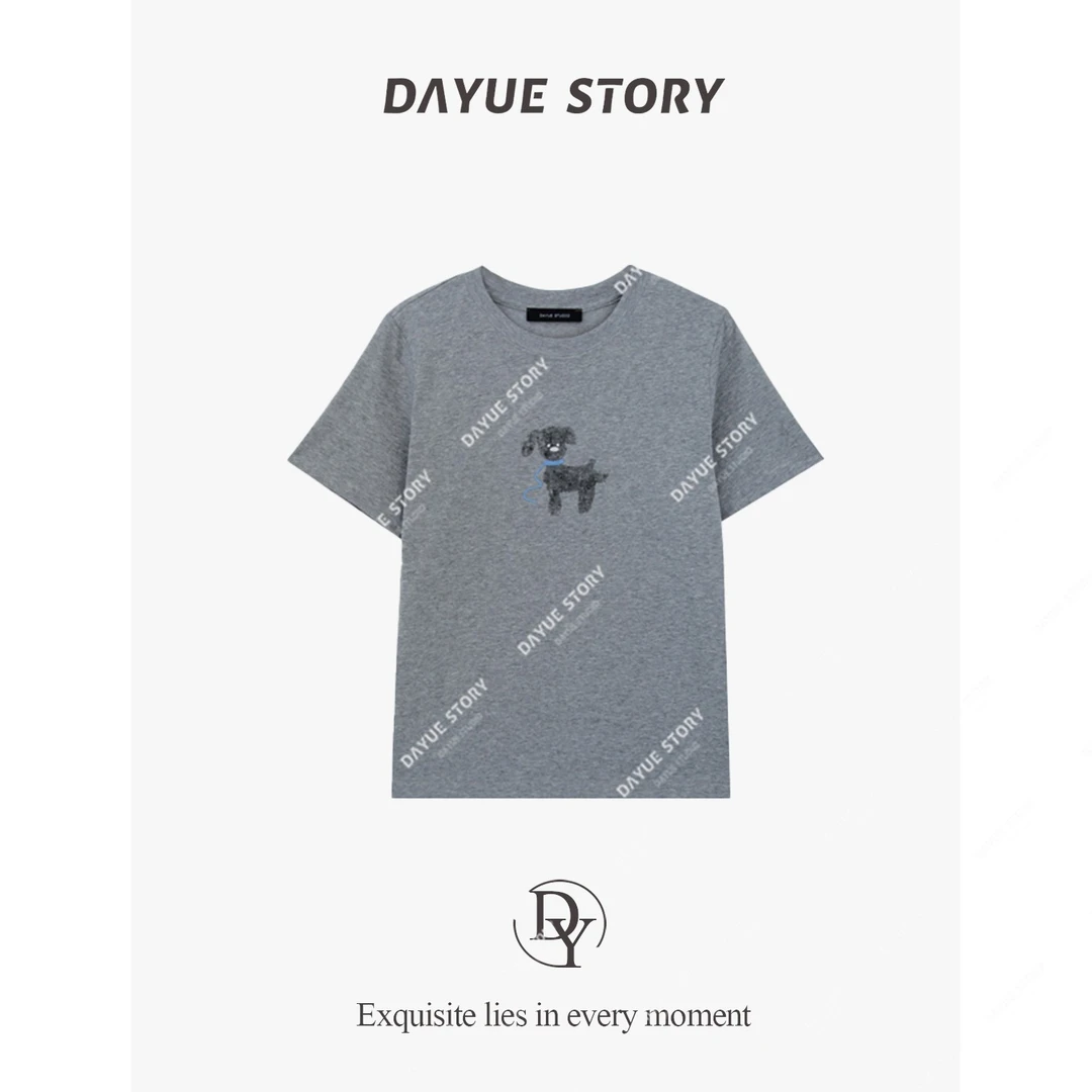 DAYUE【狗狗TEE】韩系又好搭~这样穿好有活力！正肩卡通圆领百搭T恤