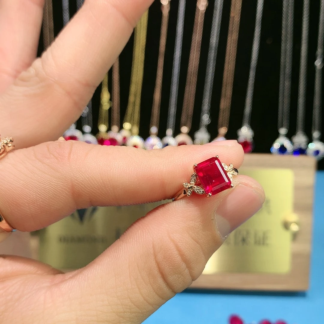 红宝石戒指银S925镶嵌