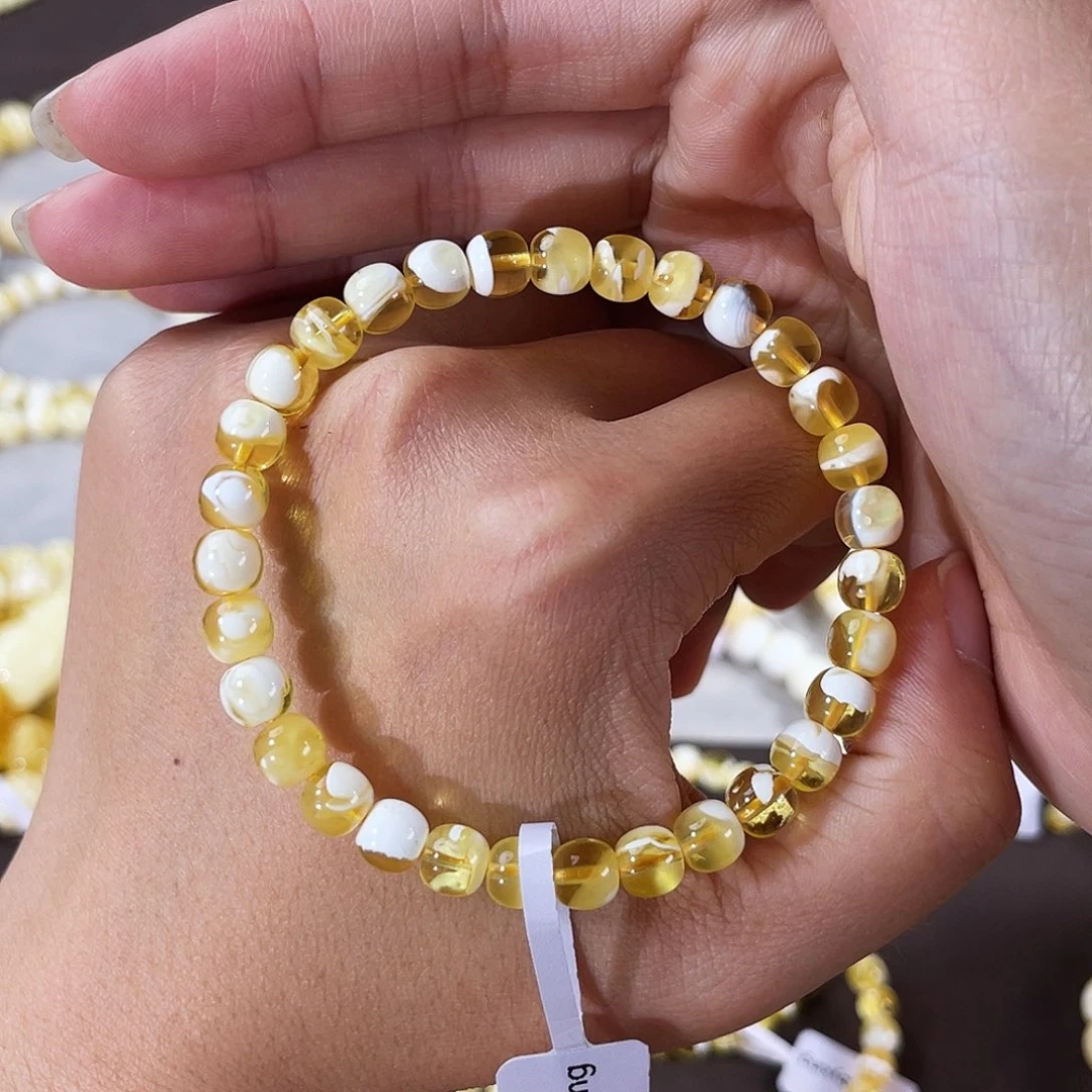 琥珀未镶嵌裸石6.5金漆白