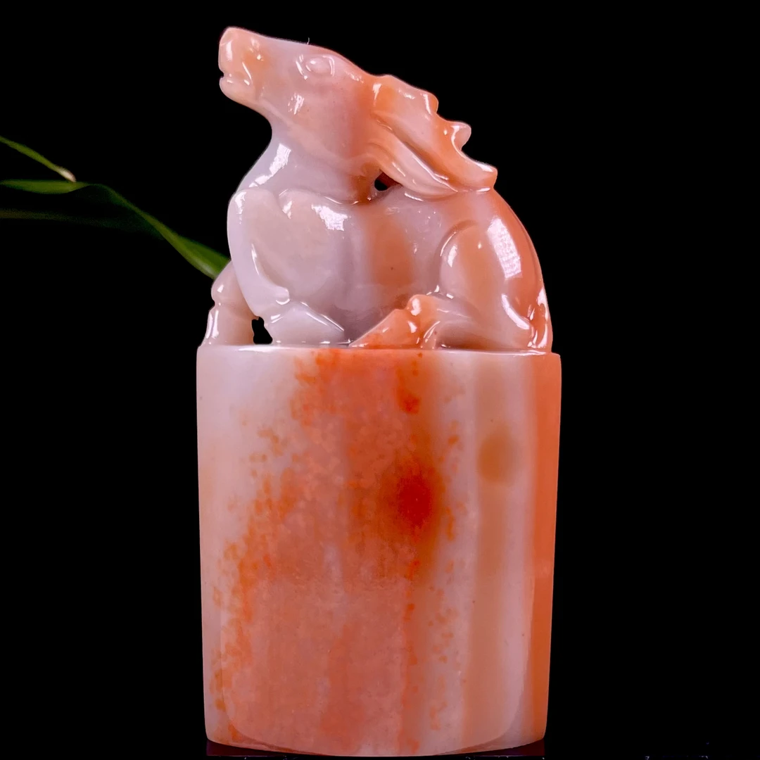 结晶五彩善伯石一鹿平安印章 重82.6克 尺寸4.1/1.8/7.3cm