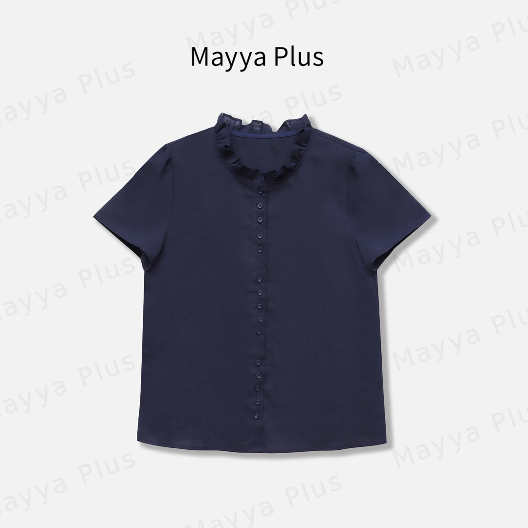 【麻感衬衫】Mayya Plus麦芽定制高级感气质短袖衬衫上衣女32528102