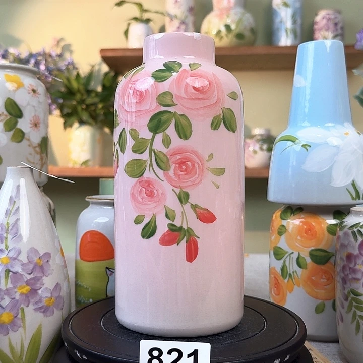 景德镇陶瓷手绘花瓶摆件无孔