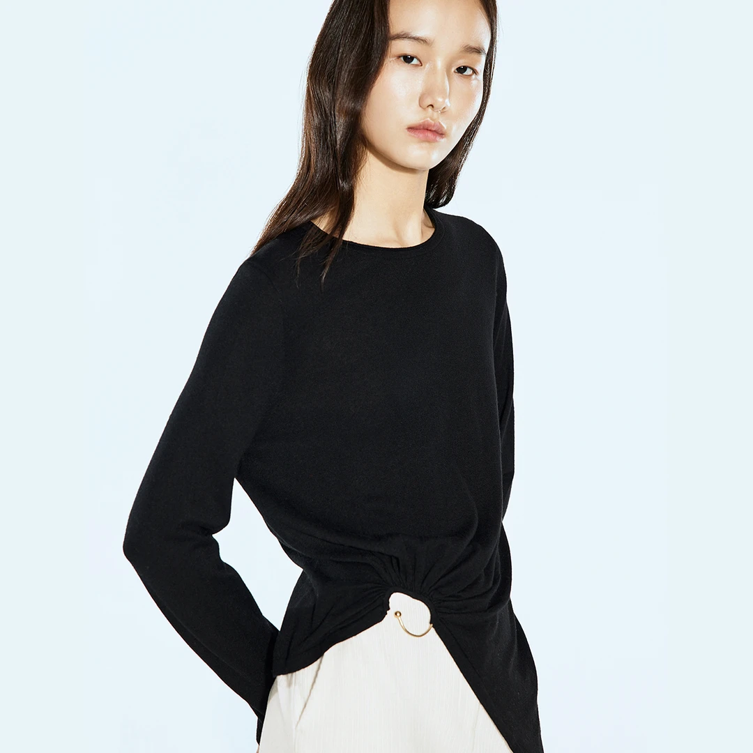 COVERINS秋季简约羊毛扭结针织上衣CC35106280