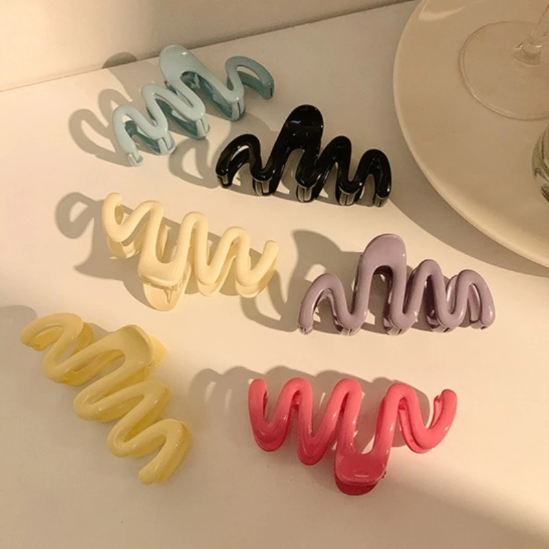 奶油色系多巴胺波浪抓夹女后脑勺鲨鱼夹发夹子发卡高级感大号发饰