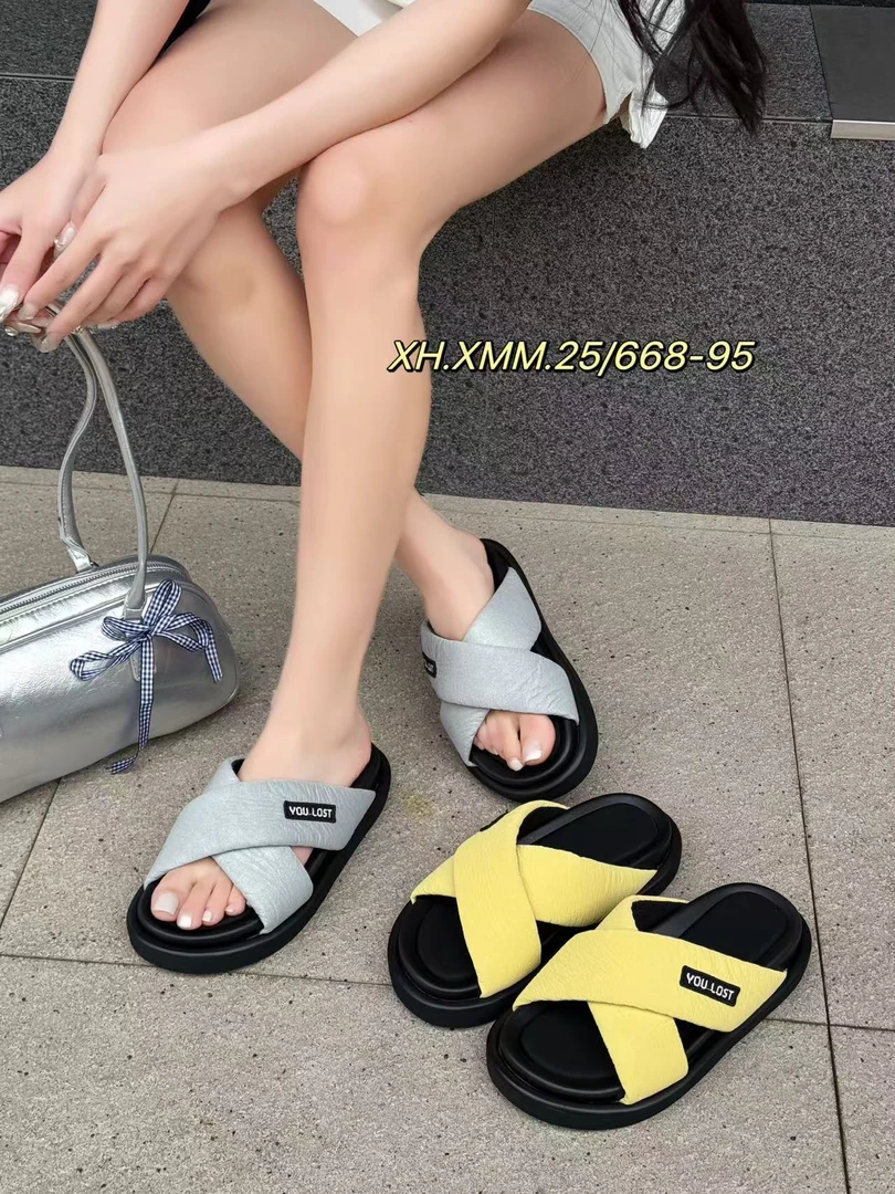 668-95一字拖女外穿2025新款夏厚底罗马凉鞋女沙滩软底拖鞋