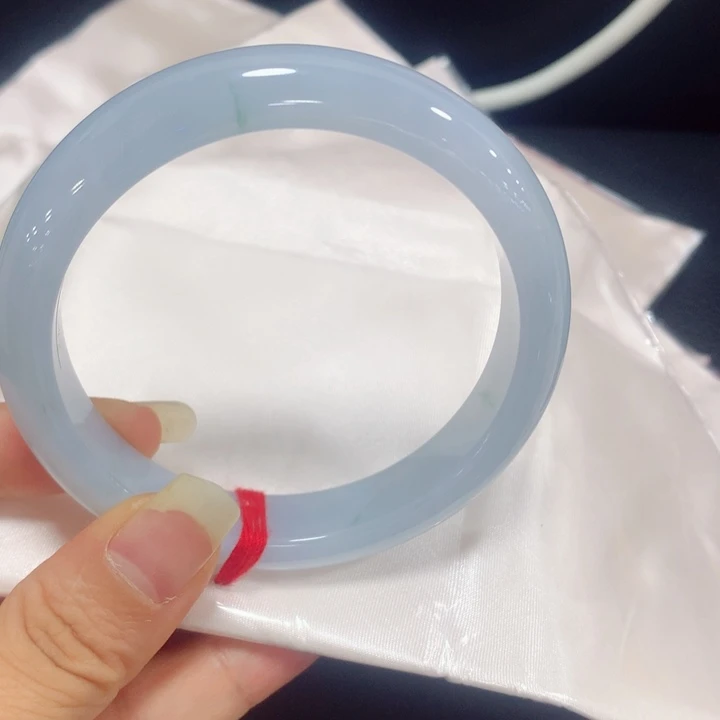 睿***麻定制翡翠未镶嵌冰胶润烟紫色