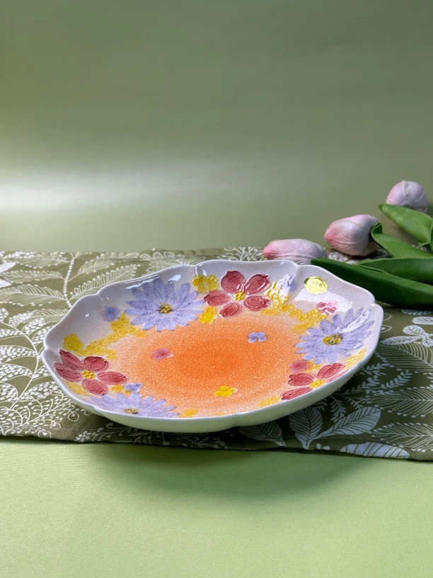 【一起淘儿】E55#文山7.25寸花边盘碟子菜盘餐具餐盘五彩缤纷的橙