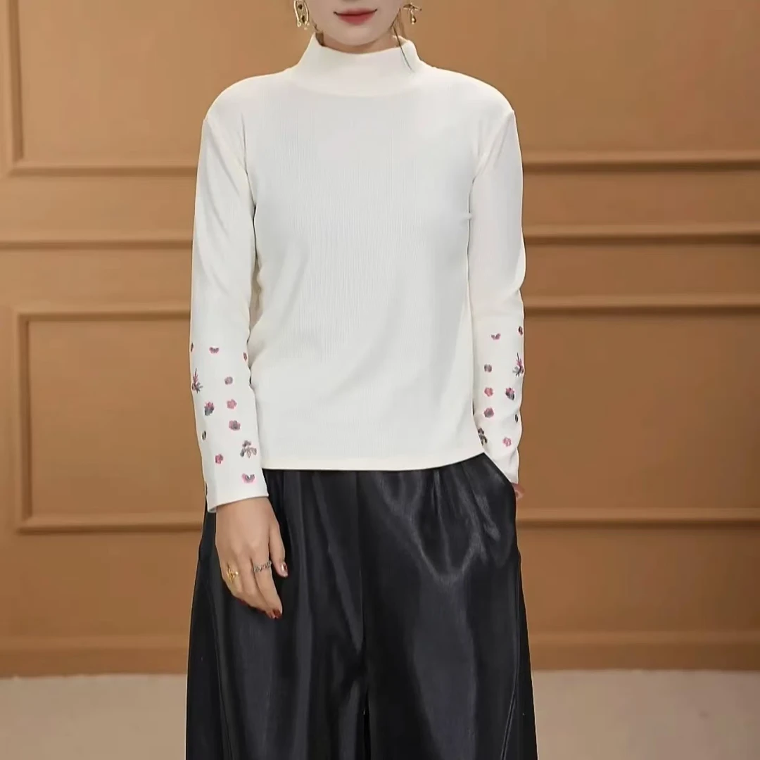 翩翩飞 加绒新中式文艺新款重工印花上衣