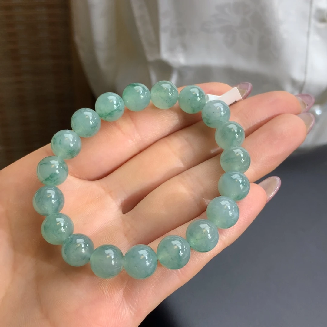 翡翠颈饰未镶嵌冰胶飘花手链卡10m m