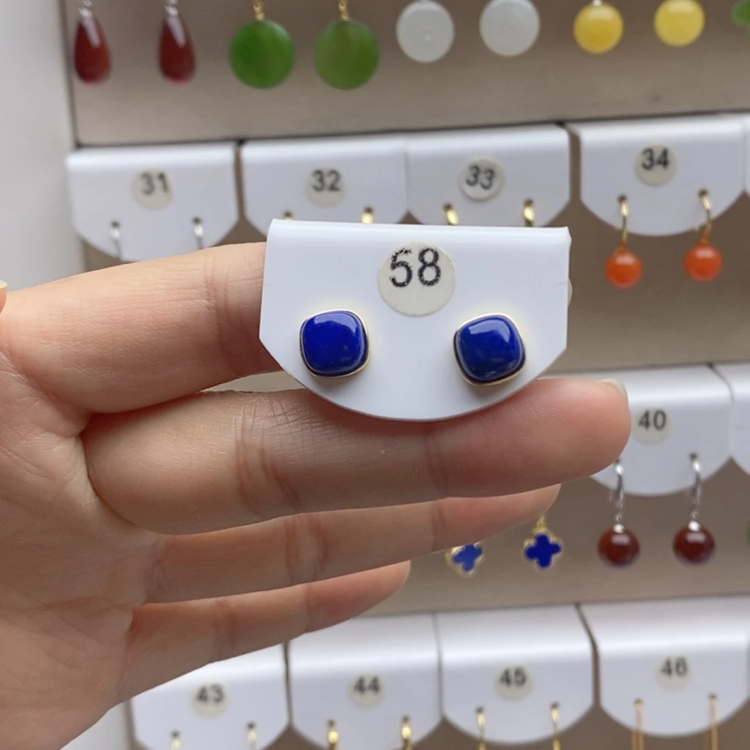 银S925镶嵌青金石耳饰