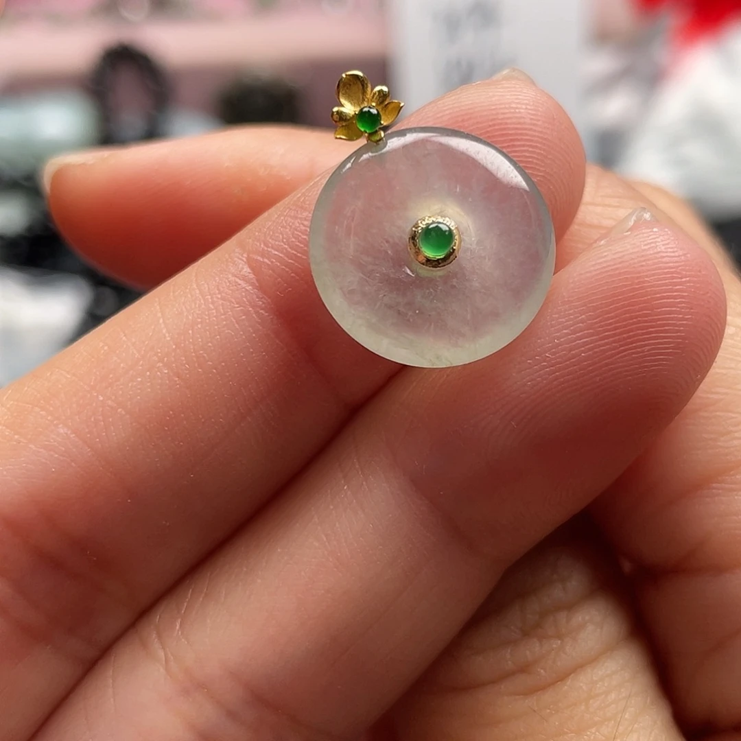 翡翠18K金镶嵌吊坠(不含链)