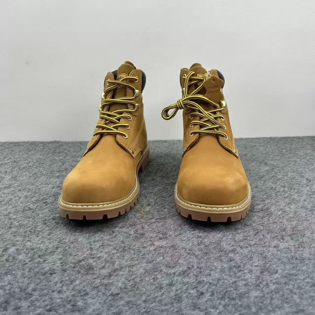 大黄靴男款中帮厚底马丁靴加绒雪地靴美式复古户外工装靴子冬