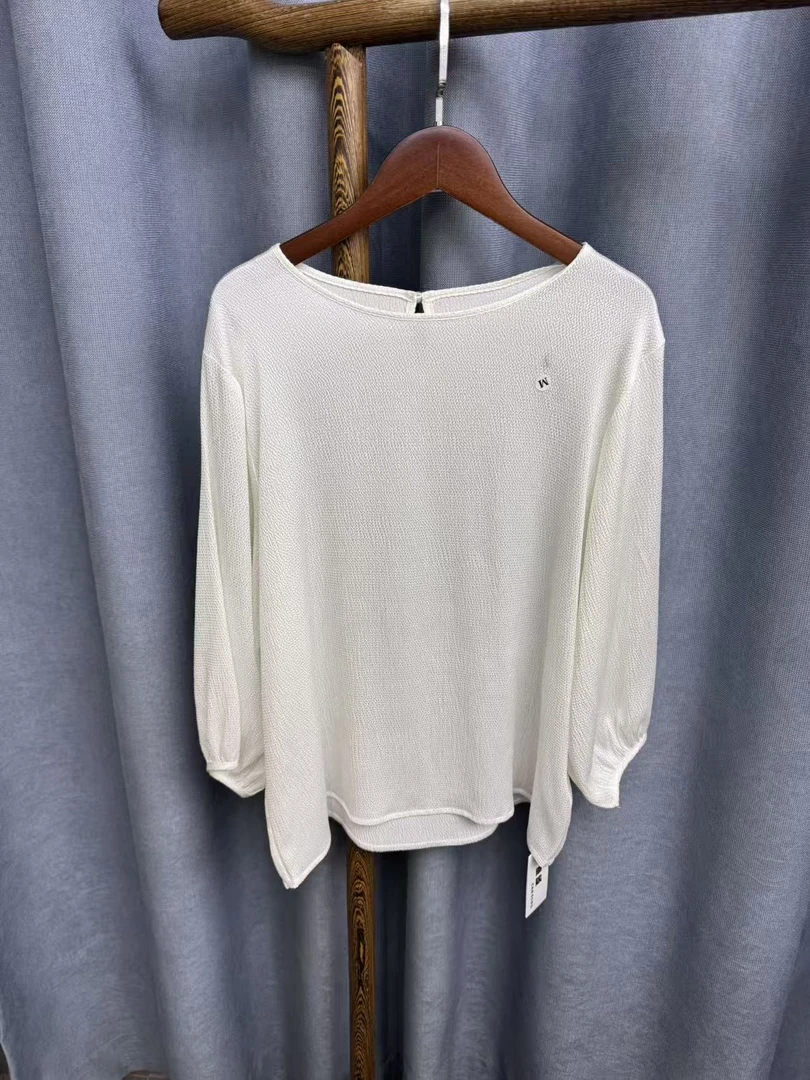 （瑕疵）夏季新款休闲时尚圆领桑蚕丝七分袖上衣女T135