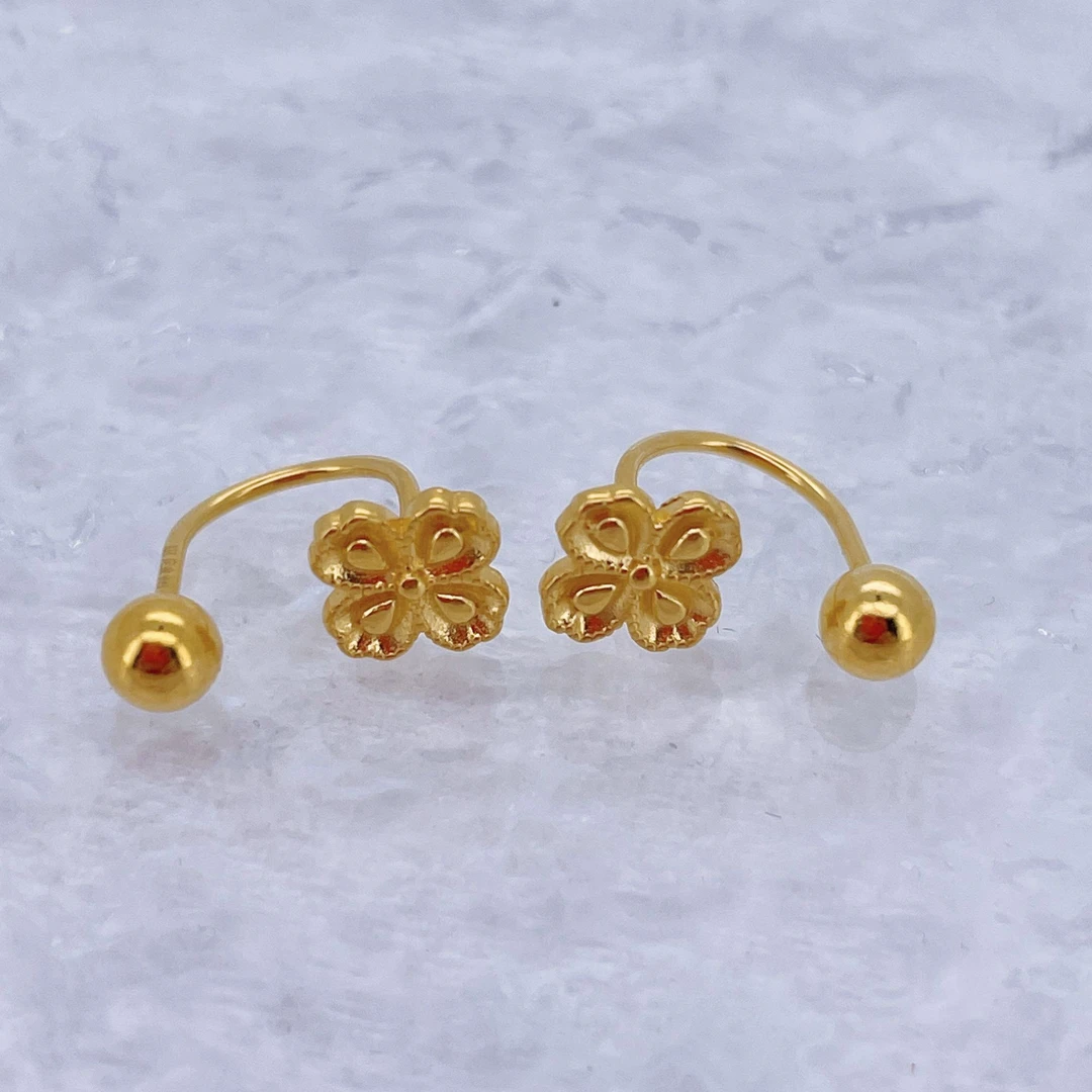 足金999黄金U型5G工艺四叶草金耳钉2.29 2515027902