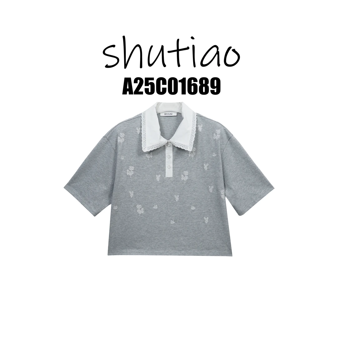 【SHUTIAO】2025夏季：新款小众设计款T恤A25C01689
