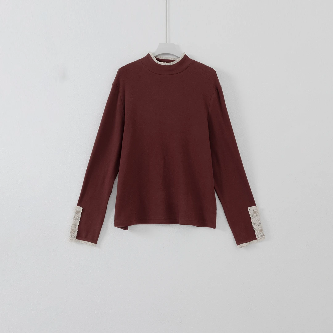 几里与麻 立领蕾丝花边打底衫 衣长60胸围104 2091646